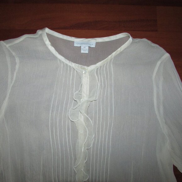 CHARTER CLUB 100% Silk Sheer Blouse - Sz 10 - Picture 2 of 10